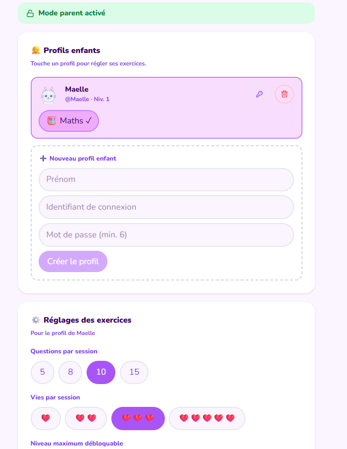 Application Web Compte Enfant
